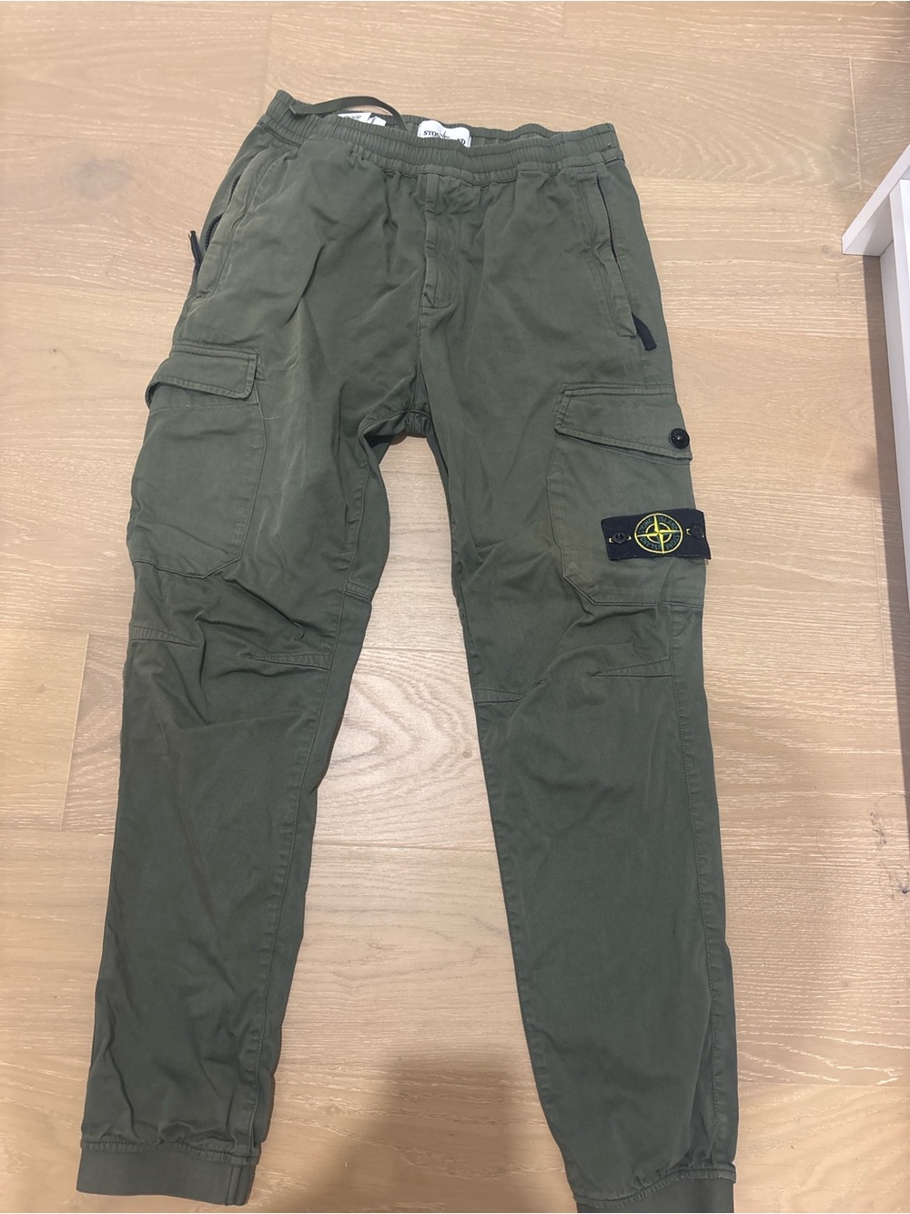 Stone Island Military Green Cargo joggers  with Badge